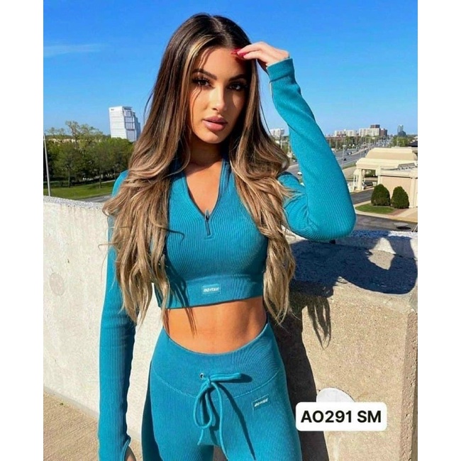 Set bộ thun nữ khoá tay dài cao cấp gym,thể thao,yoga