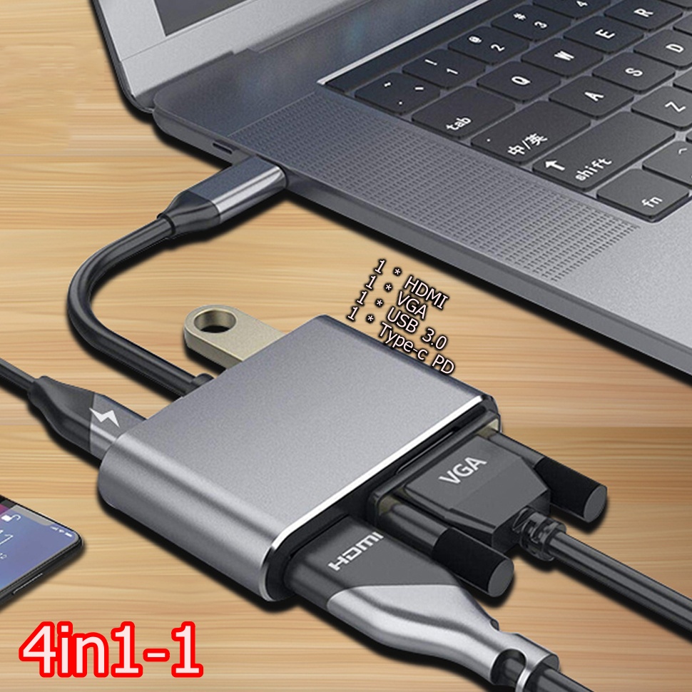 Usb Type-C To USB-C 4K HDMI, VGA USB 3.0, 3 trong 1, hỗ trợ SS MHL - Hồ Phạm