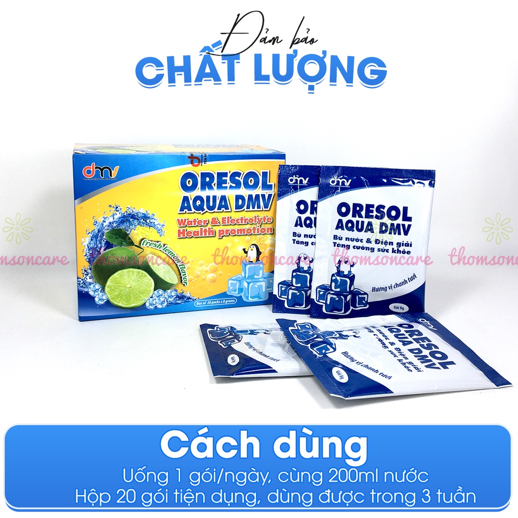 Bột điện giải Oresol bù nước khi ốm sốt, chơi thể thao - Oresol DMV Hộp 20 gói hương chanh giải khát