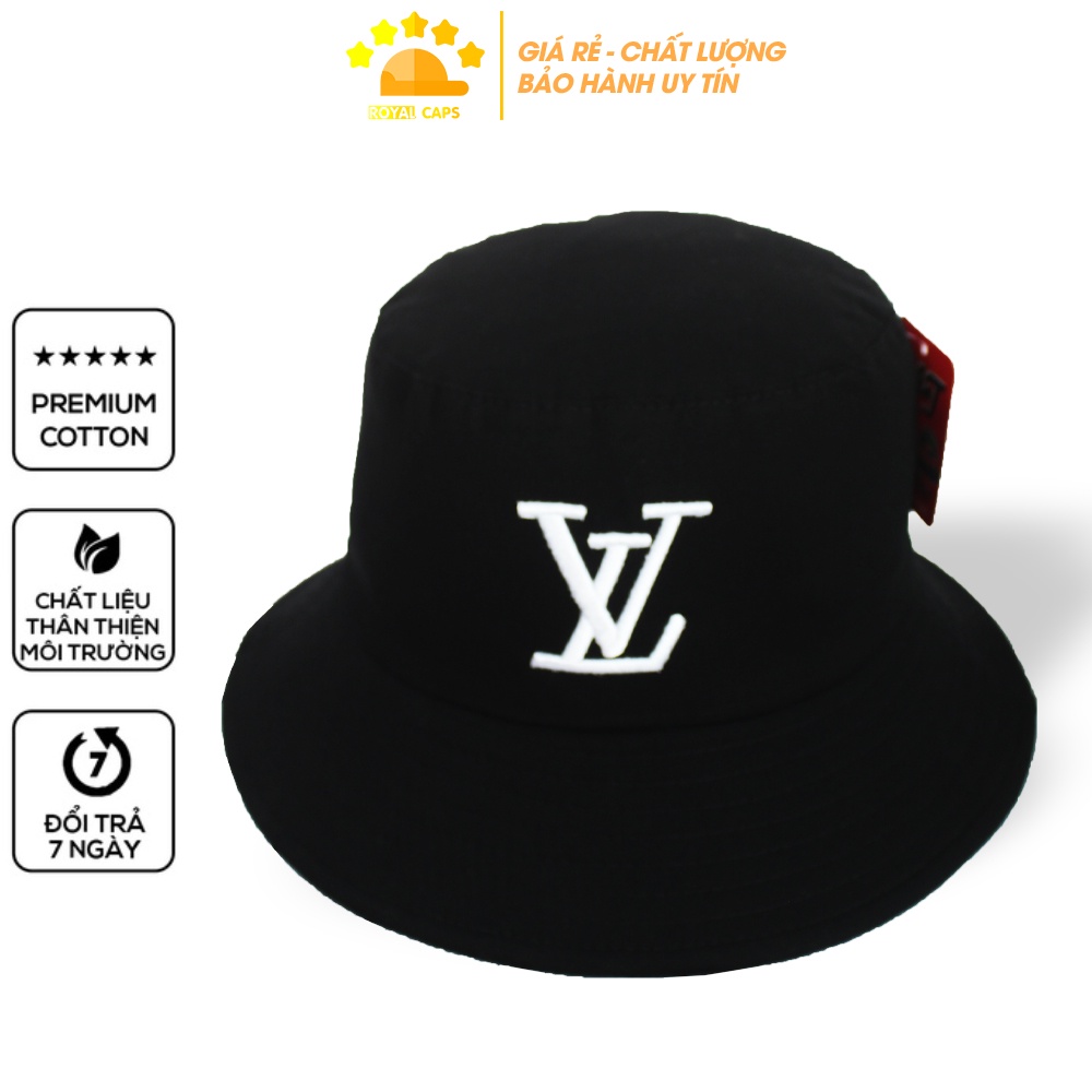 Mũ Bucket Nón Bucket Tai Bèo Nam Nữ LV 02 Đen Vải Kaki louis vuitton unisex - Royal Caps