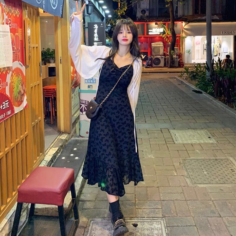 Set Áo Sơ Mi Và Đầm Yếm Phong Cách Pháp Thời Trang Mới Cho Nữ