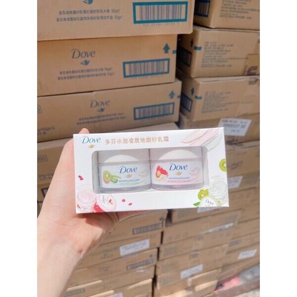 Set 2 hũ 50g tẩy da chết body Dove chiết xuất thiên nhiên từ hoa quả giúp mịn màng và sáng da