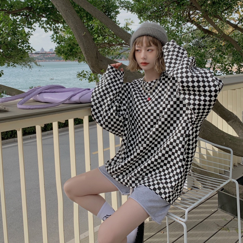 Đầm Thun Tay Dài Cổ Tròn Họa Tiết Kẻ Sọc Thời Trang Thu Đông Dành Cho Nữ