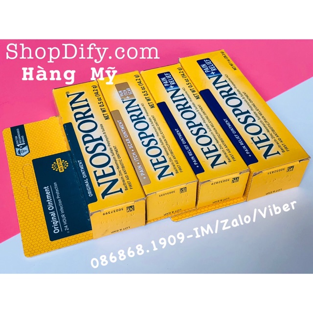 NEOSPORIN Giảm Bỏng và Vết Thương Sơ Cứu Dạng Xịt, Kem Mỡ First Aid Antibiotic + Pain Relieving Ointment / Cream / Spray