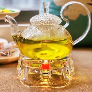 (Tặng 2 nến)Ấm thủy tinh pha trà có đế nến