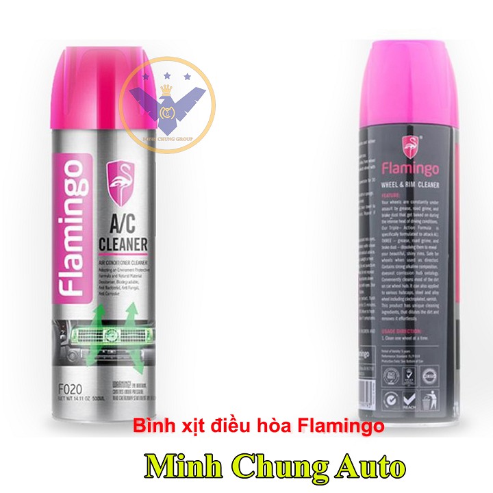 COMBO 2 bình xịt khử mùi và vệ sinh dàn lạnh điều hòa ô tô Flamingo Air Condition 500ml