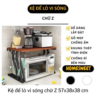 [Có Sẵn] Kệ Nhà Bếp - Kệ Để Lò vi Sóng Chữ Z Sơn Tĩnh Điện Chống Ẩm, Có Móc Treo Bên Cạnh 9466
