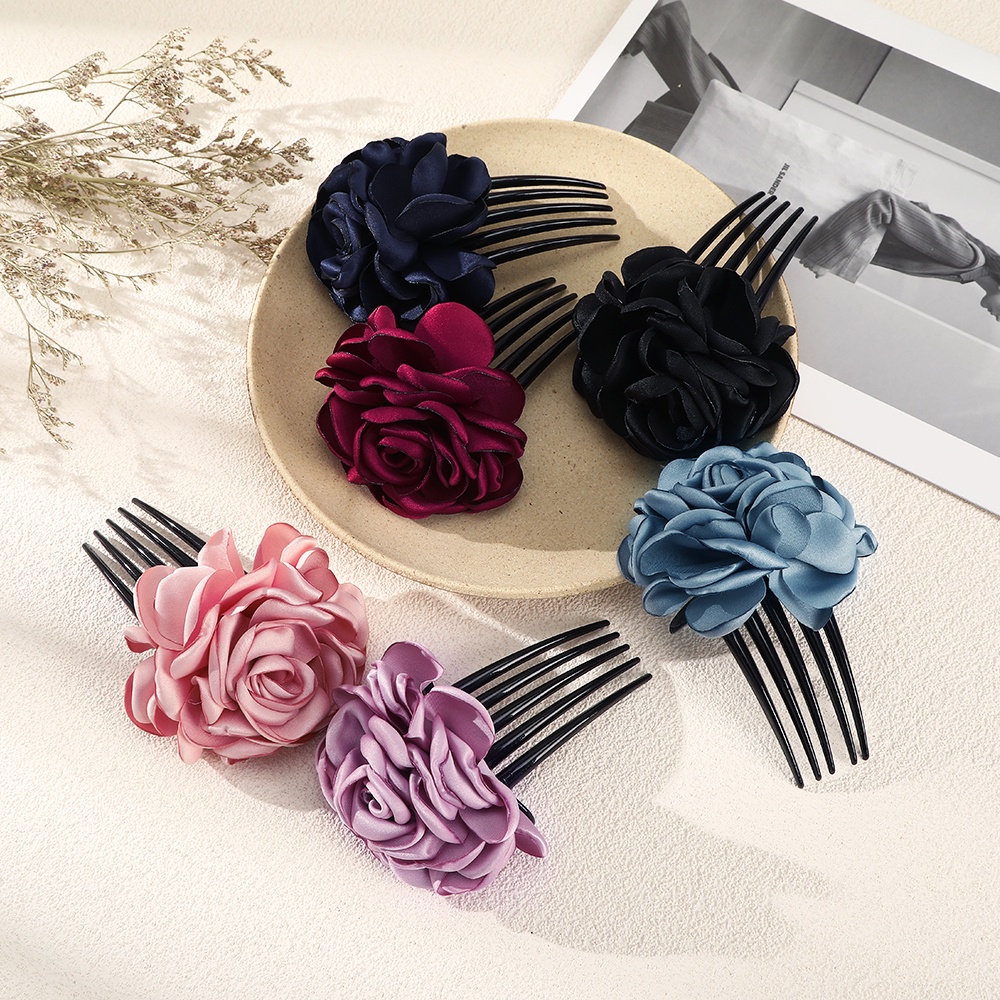 Lược cài tóc Haimeikang thiết kế hình hoa bằng vải có năm răng cài