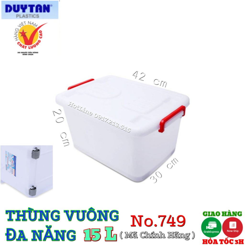 Thùng nhựa duy tân Vuông 15 Lít Có Bánh Xe