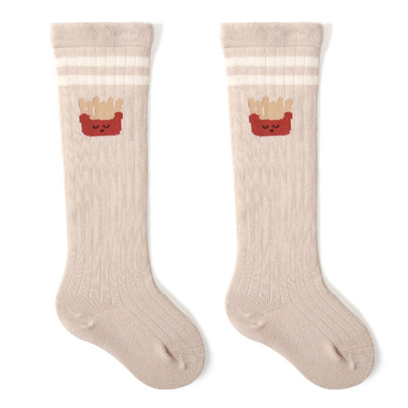1 Đôi vớ cotton dài tới đầu gối thoáng khí màu trơn in họa tiết hoạt hình cho bé