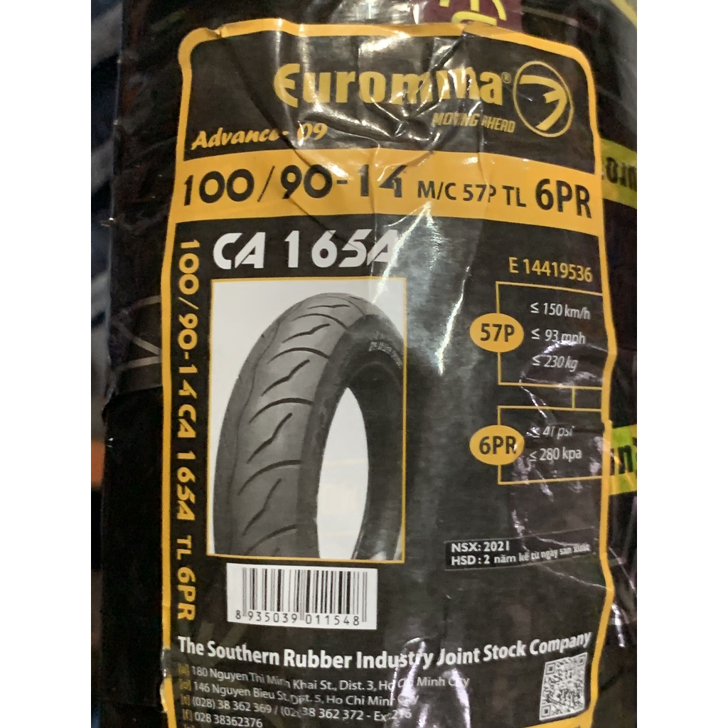Vỏ Euromina 70-80-90-100/90/14 Bánh Trước/Sau Airblade, Click, Vario, Vision, Mio, Pcx cũ - Không Ruột