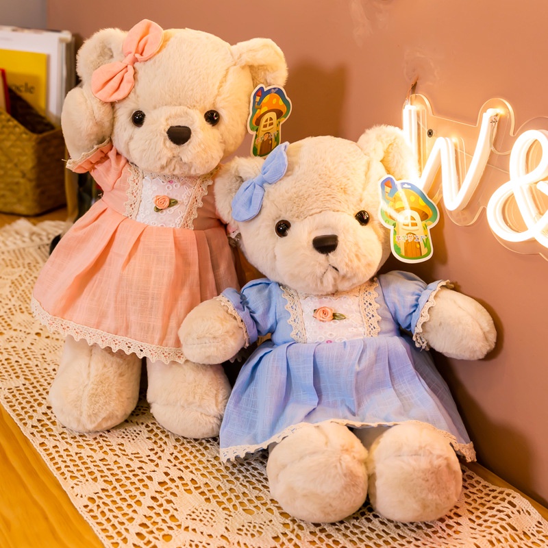 Gối Ôm Nhồi Bông Cotton Hình Chú Gấu Mặc Đầm Công Chúa Dễ Thương Dùng Làm Quà Tặng