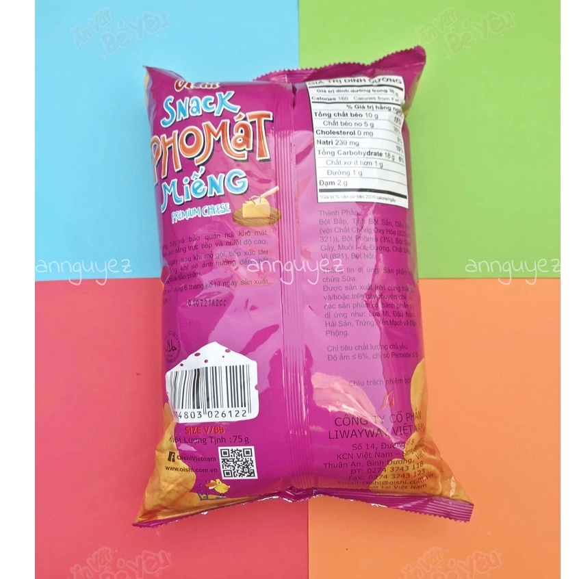 Bim bim Oishi snack pho mát miếng 75g siêu to khổng lồ phomat phomai