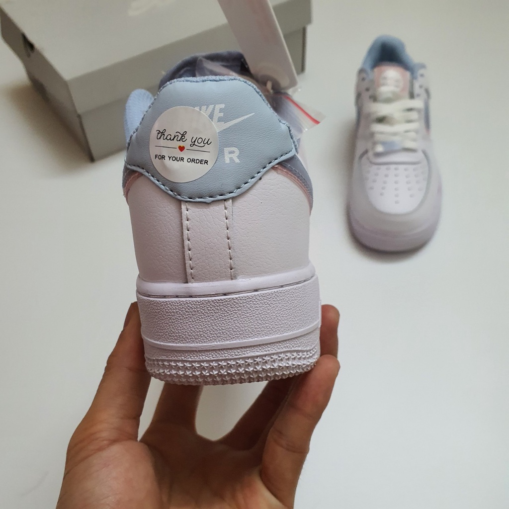Giày Sneaker Air Force 1 Low LV8 Double Swoosh Light Armory Blue , Giày thể thao nữ af1 vệt xanh hồng cao cấp, da 2 lớp
