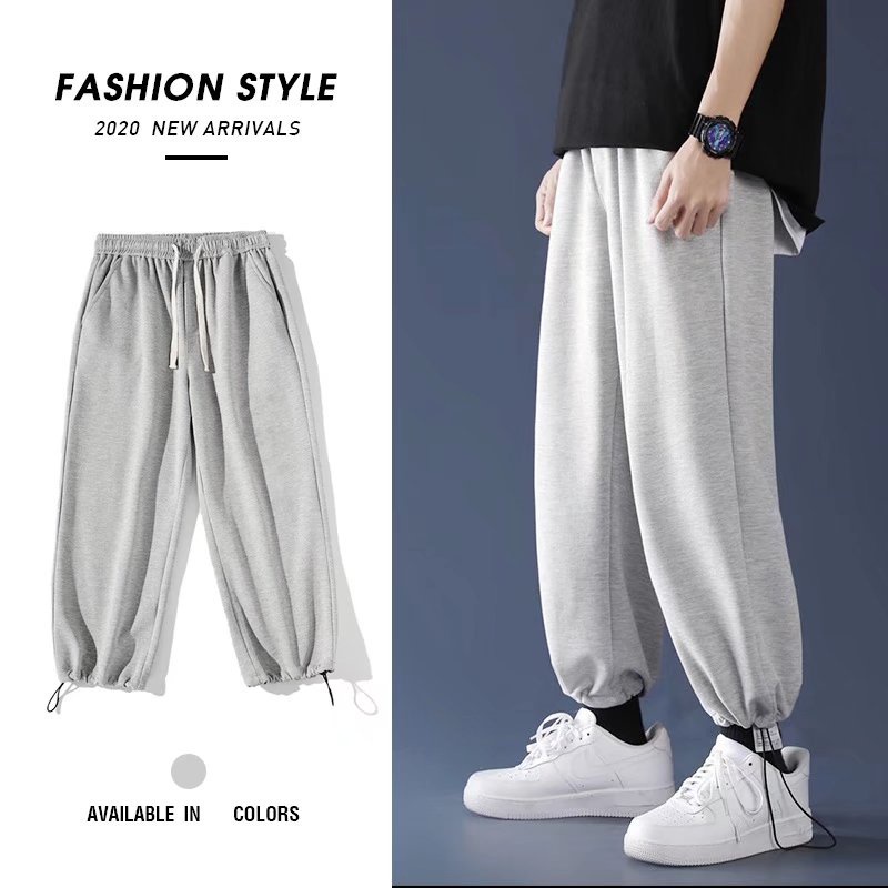 Quần dài thể thao ống rộng phong cách Hong Kong thời trang xuân hè cho nam sinh size từ M-8XL