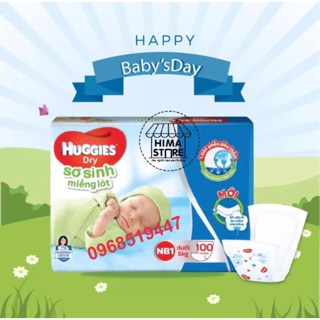 Miếng lót sơ sinh huggies dry newborn 1-100 miếng hoặc 56 miếng