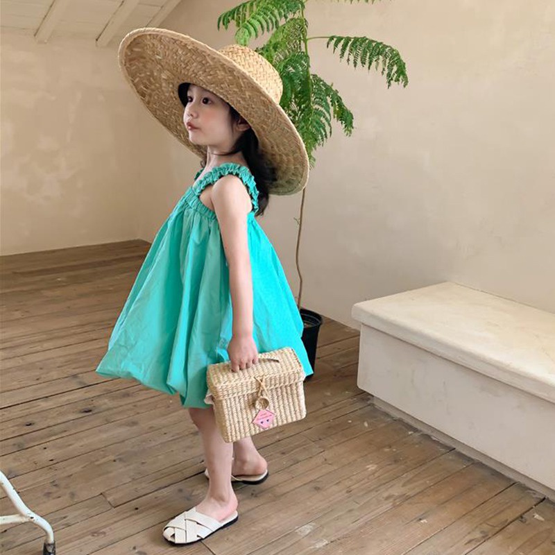 Đầm Hai Dây Họa Tiết Hoa Dễ Thương Phong Cách Phương Tây Thời Trang Mùa Hè Cho Bé Gái