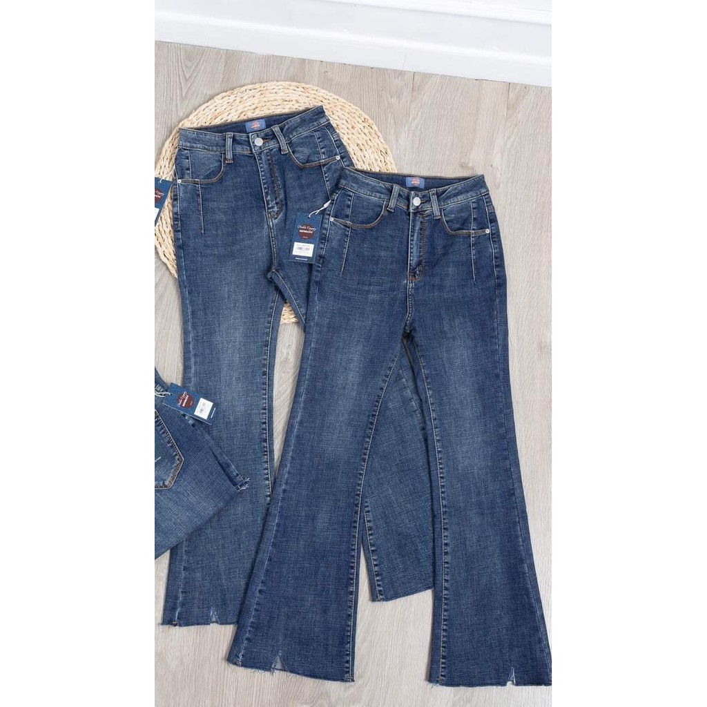 (50-90kg) Quần jean ống loe bigsize-Jean lưng cao co giãn 4 chiều | BigBuy360 - bigbuy360.vn