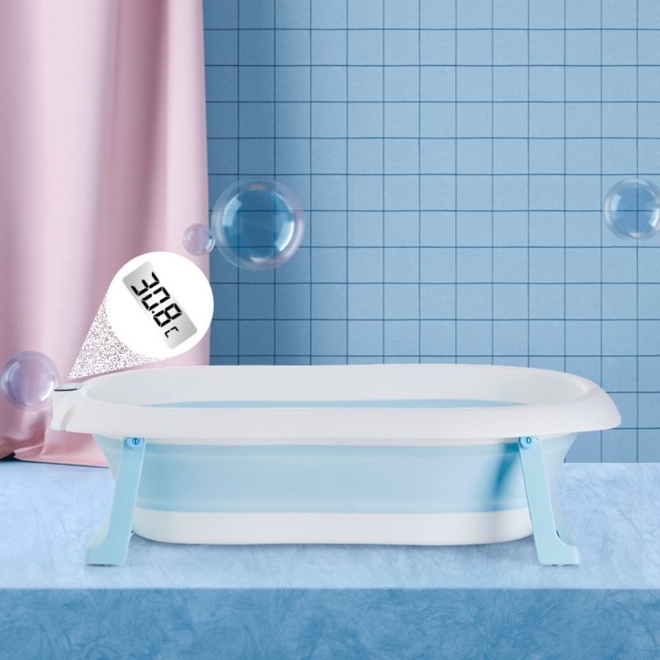 mẫu mới năm 2021๑∏☜Cảm biến nhiệt độ Bồn tắm cho bé Gia dụng gấp gọn Ngồi và nằm Sản phẩm dành trẻ sơ sinh lớn
