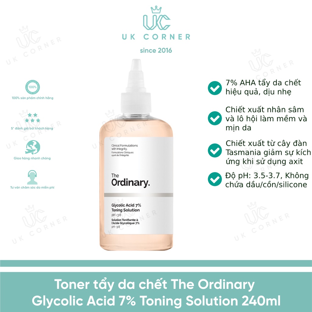 Toner tẩy da chết The Ordinary Glycolic Acid 7% Toning Solution 240ml