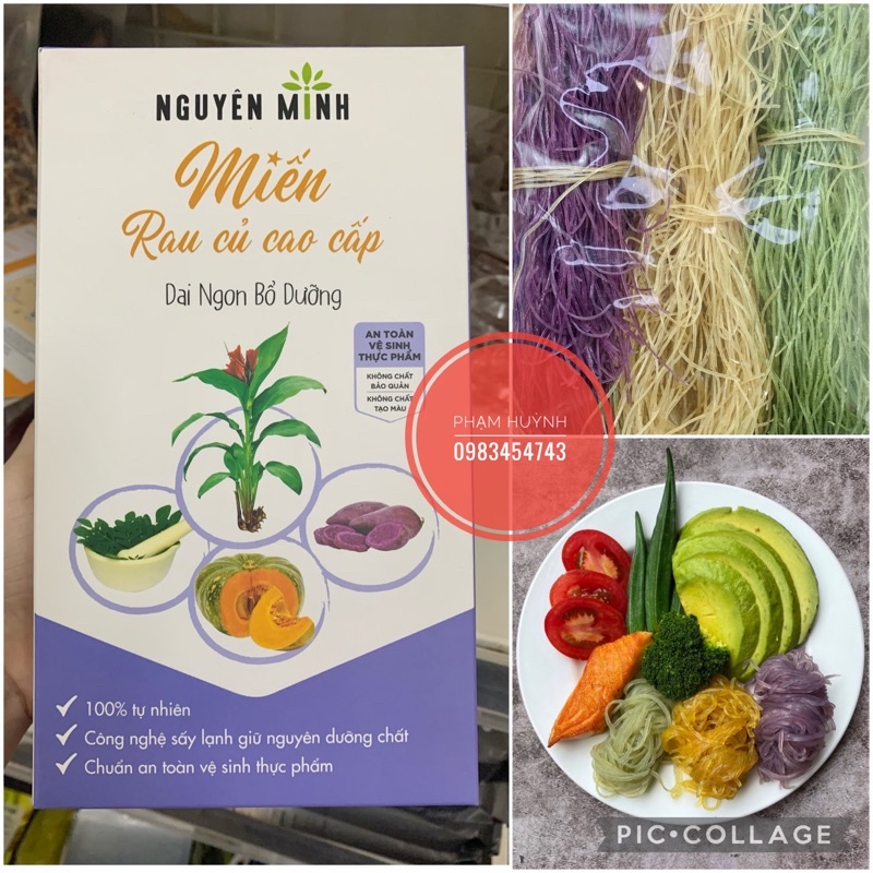 Miến rau củ Nguyên Minh, miến dong rau củ cao cấp hộp 250gr phù hợp ăn kiêng eatclean keto lowcarb