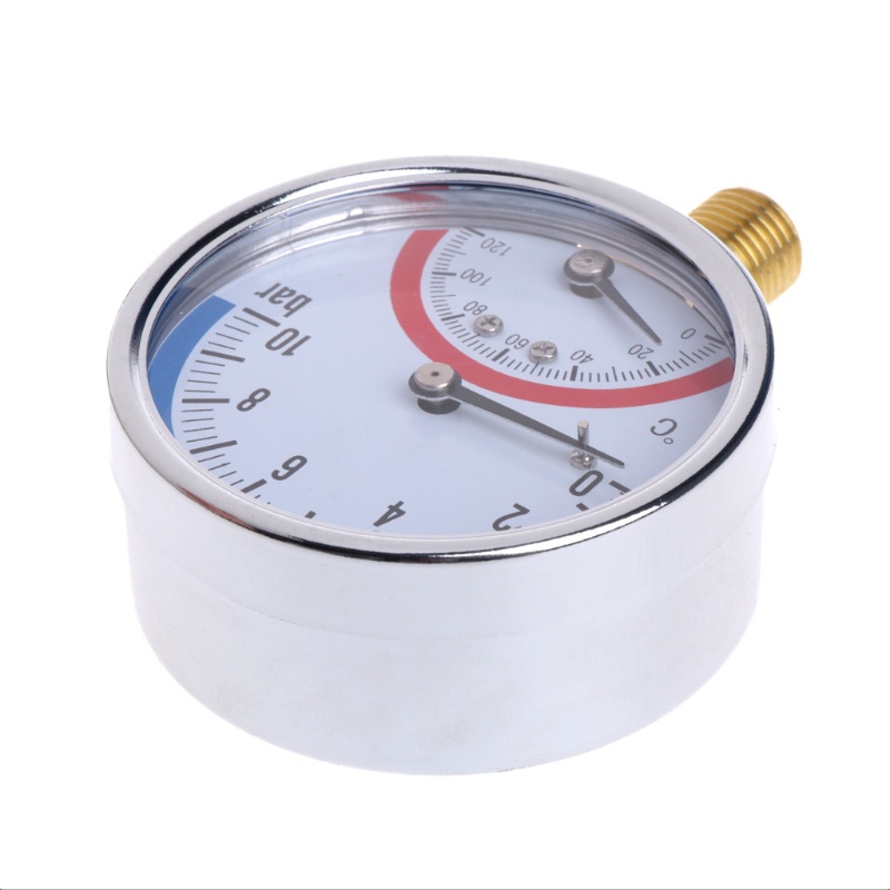Đồng Hồ Đo Áp Suất Thanh 0-10 0-120 Chuyên Dụng°C Đồng Hồ Đo Nhiệt Độ Với Vỏ Kim Loại G1 / 4