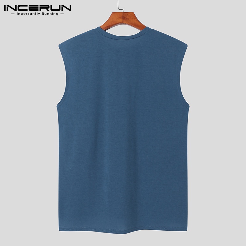 Áo thun 3 lỗ INCERUN màu trơn thoải mái 4 màu lựa chọn cho nam