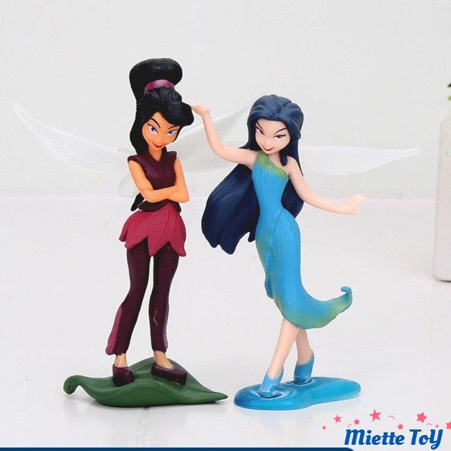 MIE 7 Pcs/set 10cm Qposket Tinker Bell Fairy Action Figures Pixie Fly Wing Decor Ornament / Anna Alice Rapunzel Disney