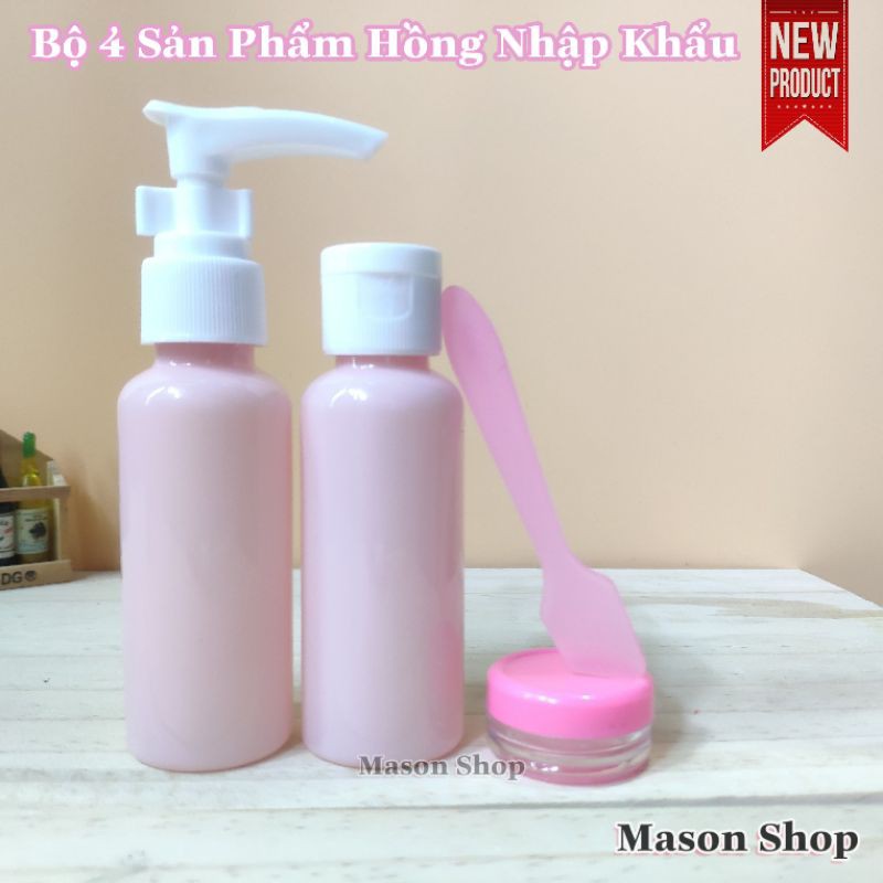 BỘ CHIẾT MỸ PHẨM du lịch 4 món giá rẻ - SET CHAI LỌ NHỰA PET sang chiết mĩ phẩm giá sỉ