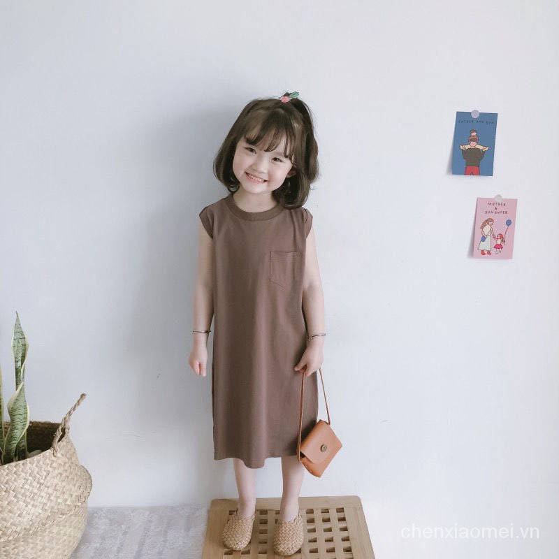 Đầm Thun Cotton Hàn Quốc Đơn Giản Cho Bé Gái Zn5D