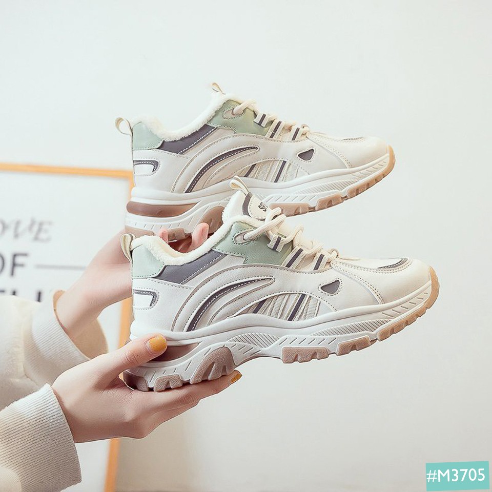 Giày Sneaker Cold MINSU Nữ Đế Độn M3705, Giày Thể Thao Bata Hàn Quốc Nữ Độn Đế Tăng Chiều Cao 5cm Phản Quang Cá Tính