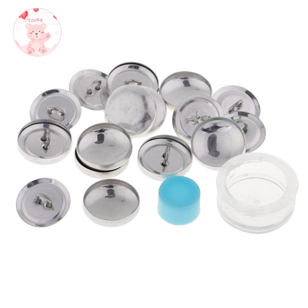 [whbadguy]10 Pieces Easy DIY Metal Cover Buttons with Loop Blank Back Cover Buttons and Assembly Tool Kit for DIY Handmade Fabric Cloth Cover Buttons
