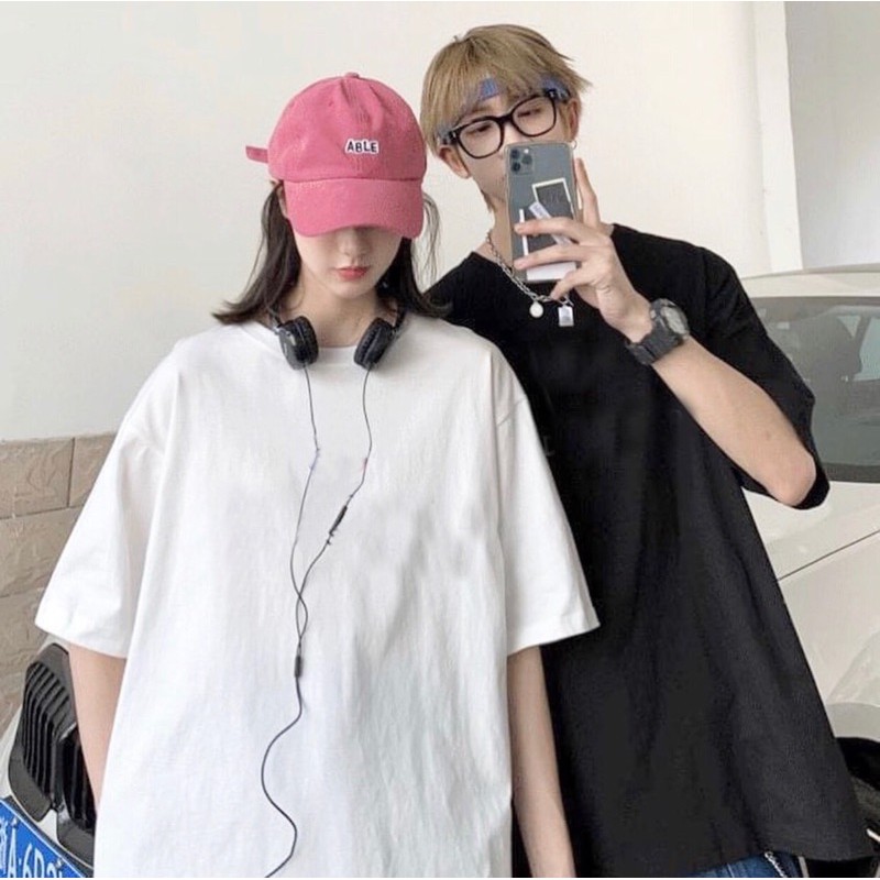 Áo thun TRƠN form rộng tay lỡ cotton 2 màu đen trắng, Áo Thun Unisex nam nữ | BigBuy360 - bigbuy360.vn