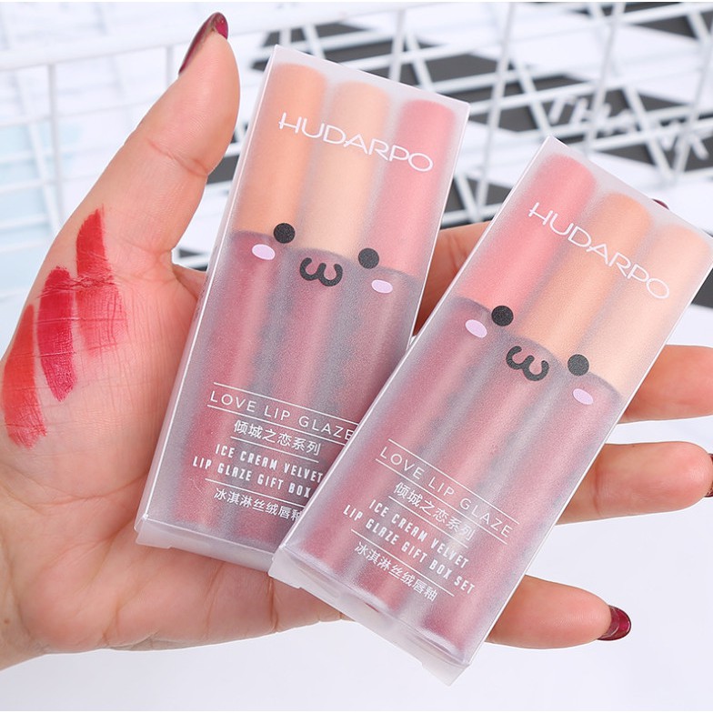 Set Son Kem 3 Cây HUDAPRO LOVE LIPS GLAZE Tone Đỏ Tây Auth Nội Địa | BigBuy360 - bigbuy360.vn