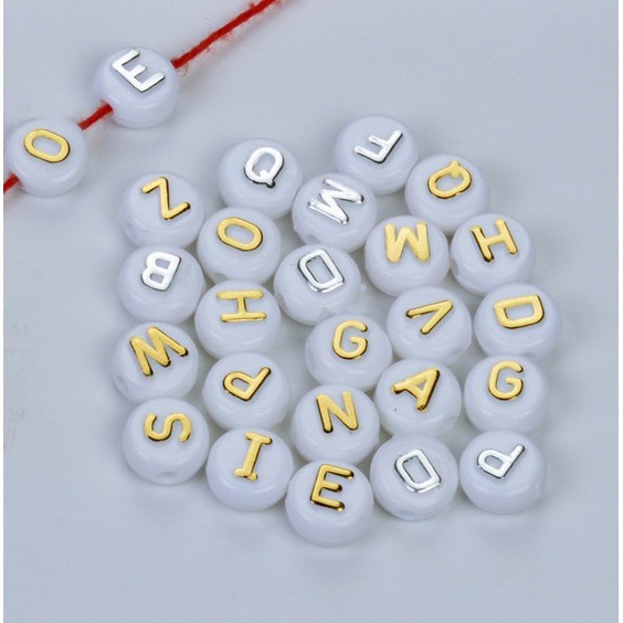 Bộ 30 Hạt Xâu Chuỗi Hình Chữ Cái 10mm