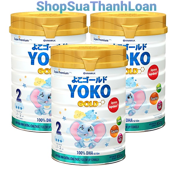 [HSD T6-2023] COMBO 3 LON SỮA BỘT YOKO 2 850G (CHO TRẺ TỪ 1 - 2 TUỔI)