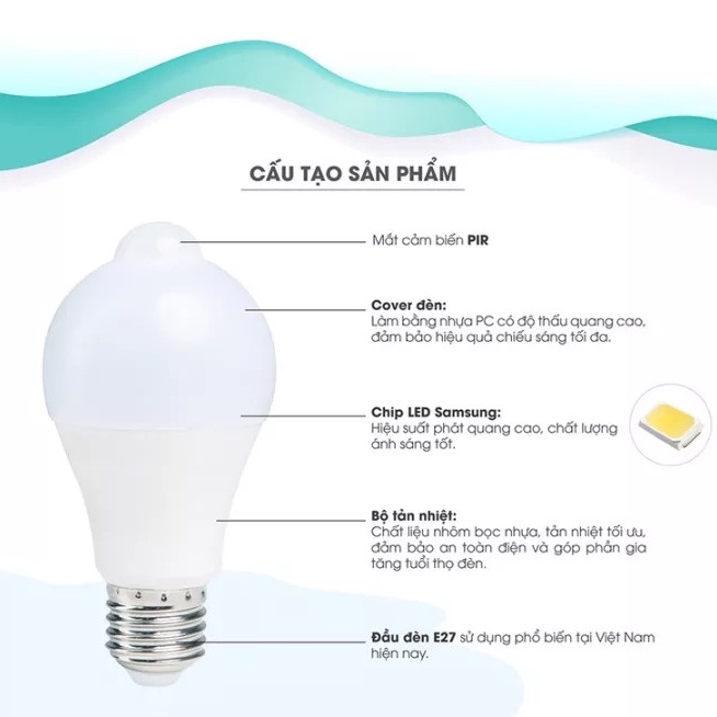 Bóng đèn LED BULB Cảm biến cảm biến chuyển động Rạng Đông - Model: A60.RAD