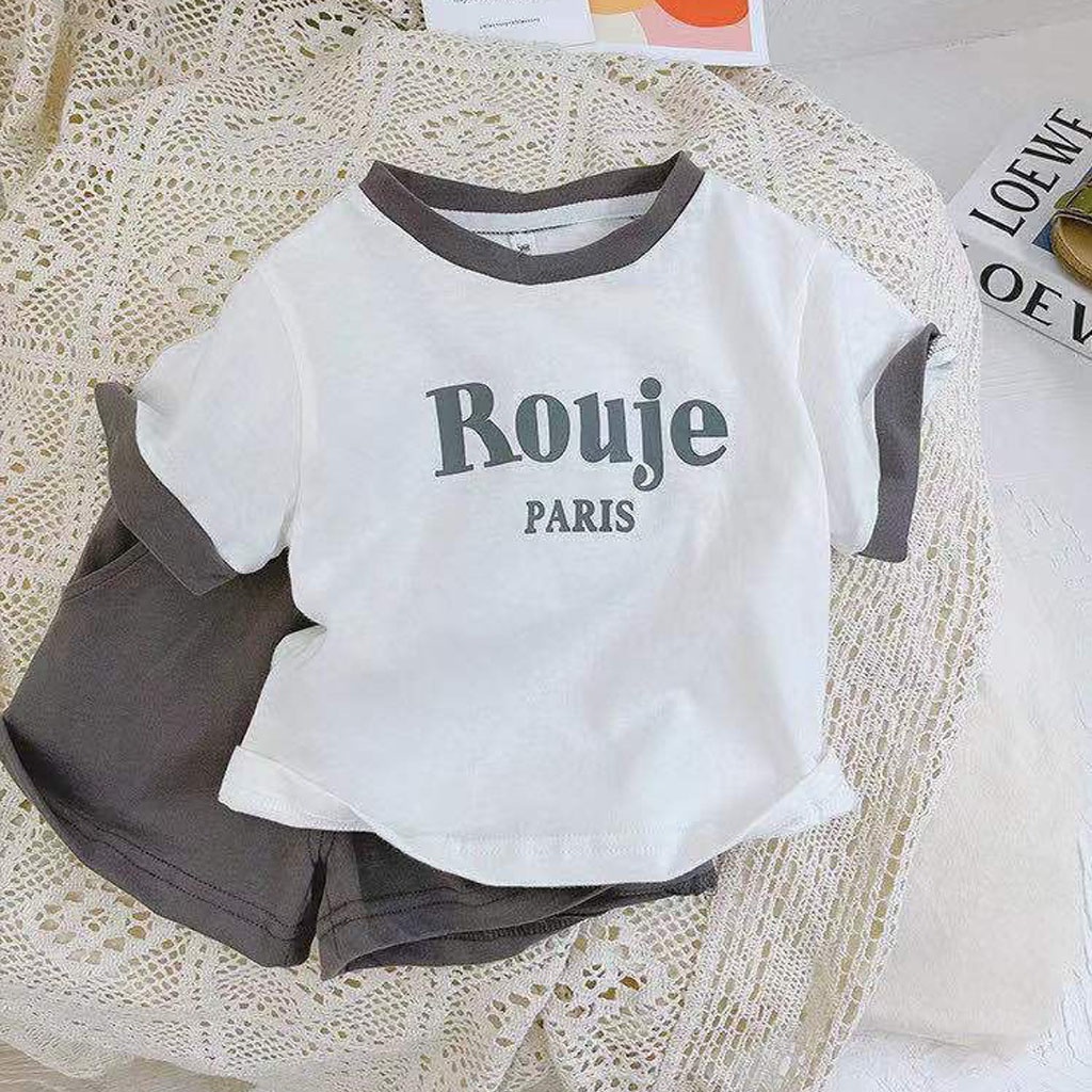 Bộ Cộc Tay In Chữ Rouje Paris, Quần Áo Cho Bé Trai Siêu Hot Cho Bé Từ 7-28kg - LILA KIDS