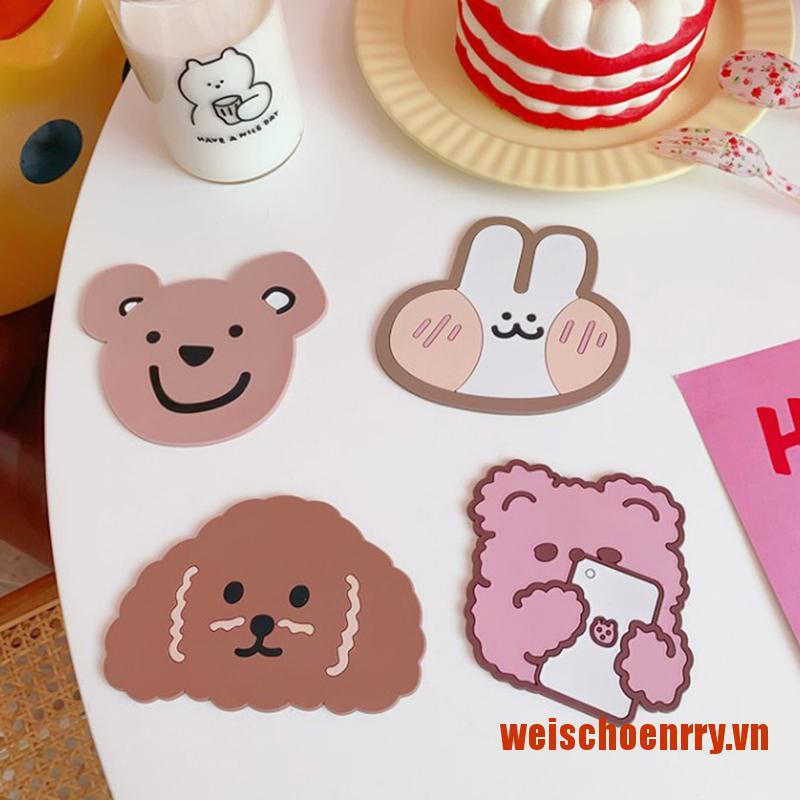 Đế Lót Ly Cách Nhiệt Chống Trượt Hình Thỏ Hoạt Hình Đáng Yêu