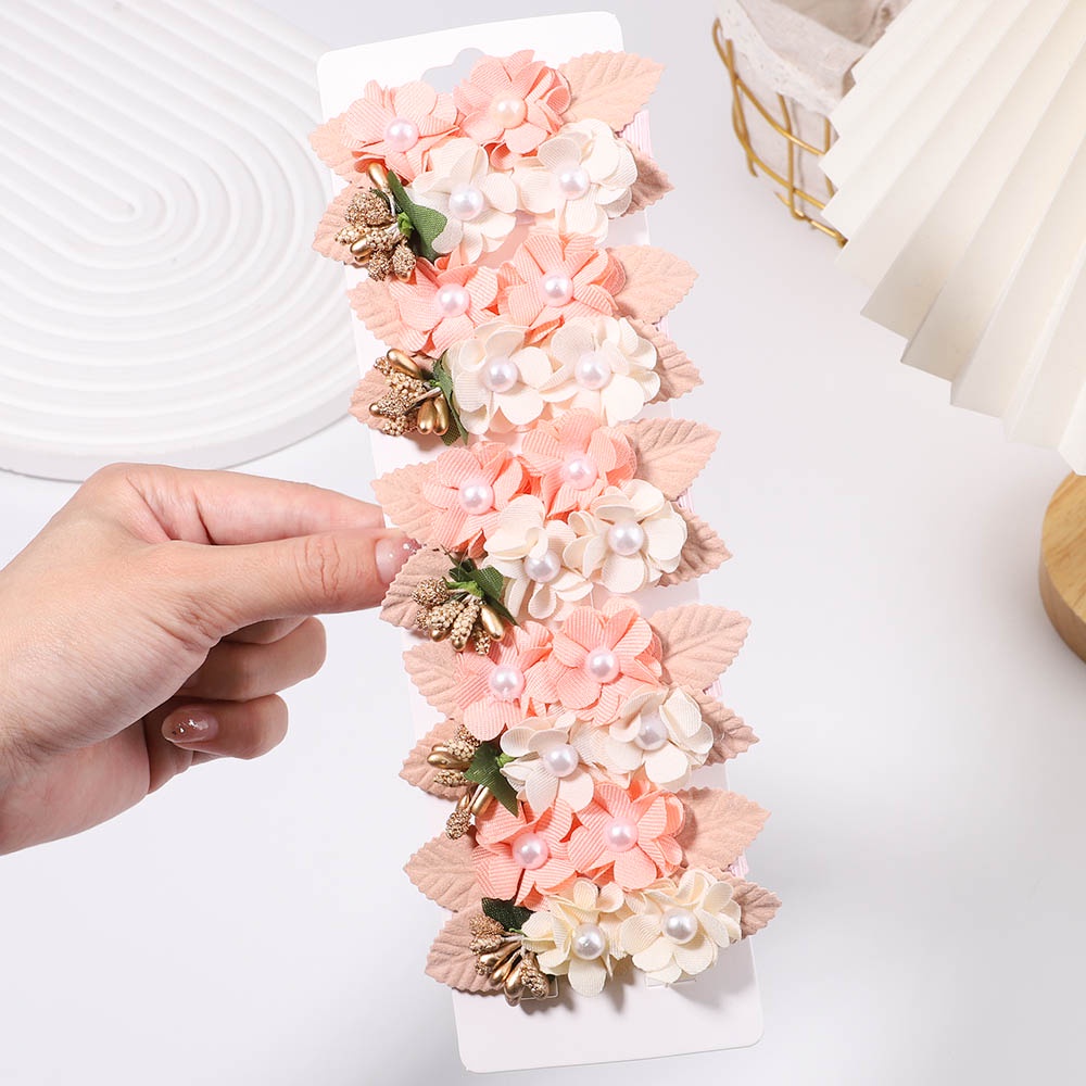 Set 5 kẹp tóc KIDSBOWS hoa vải chiffon đính ngọc trai độc đáo cho bé gái