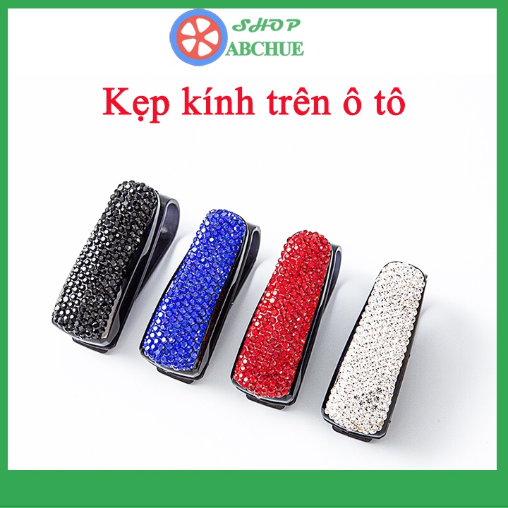 Kẹp treo mắt kính trên xe hơi, kẹp cài kính trên ô tô đính đá sang trọng