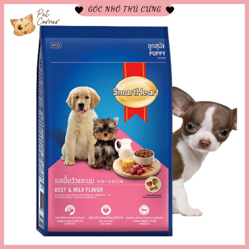 Thức ăn cho chó con Hạt Smartheart Puppy Vị bò và sữa 400g