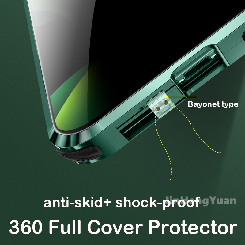 Ốp Điện Thoại Kính Cường Lực Hai Mặt Viền Kim Loại Nam Châm Chống Chói Cho IPhone 11 13 12 XS Pro MAX 7 8 Plus XR
