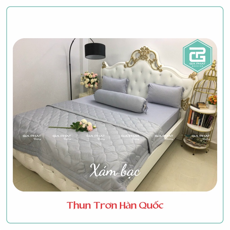 {Link 1} Bộ Chăn Ga Gối Thun Lạnh Hàn Quốc GIA PHÁT Bedding 1 màu 5 món ( 1 mền chần bông +1 ga + 2 gối nằm + 1 gối ôm)