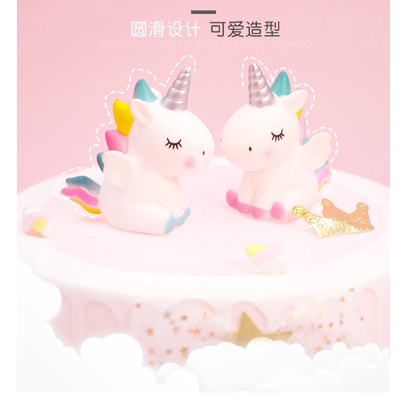 Topper trang trí bánh kem hình ngựa một sừng dễ thương