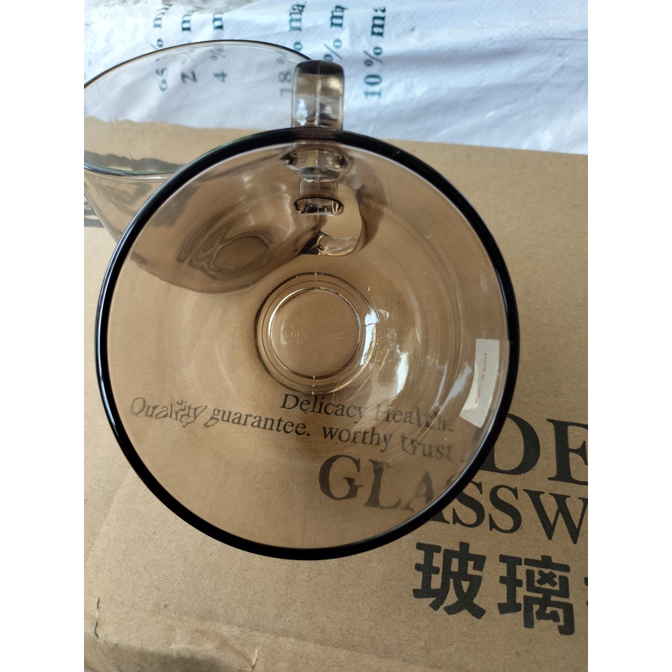 Cốc hổ phách thủy tinh 480ml to, Ly thủy tinh màu hổ phách 480ml to