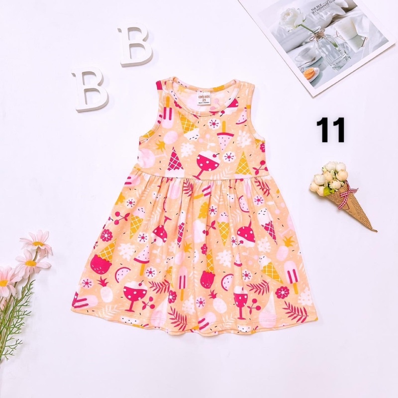 Váy thun hè cotton sát nách VNXK bé gái