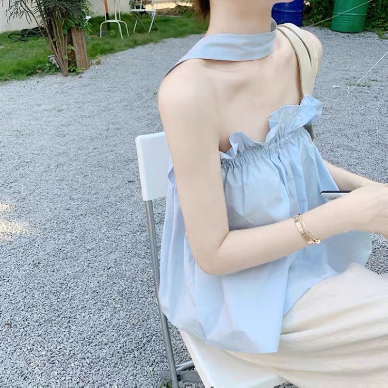 Áo quây ống phối nhún kèm cổ choker mặc được 2 kiểu