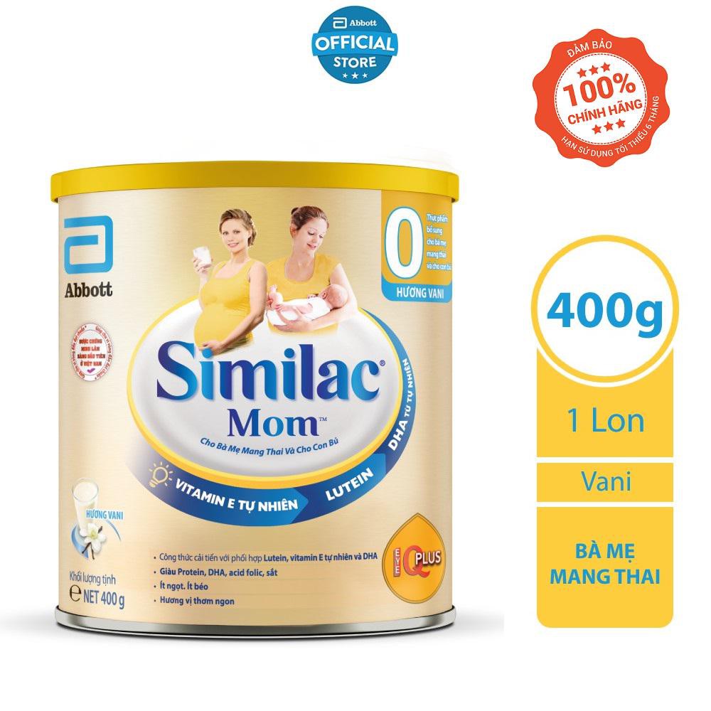 [CHÍNH HÃNG] Sữa Bột Abbott Similac Mom IQ Plus Hương Vani Hộp 400g (Bà mẹ mang thai và cho con bú)