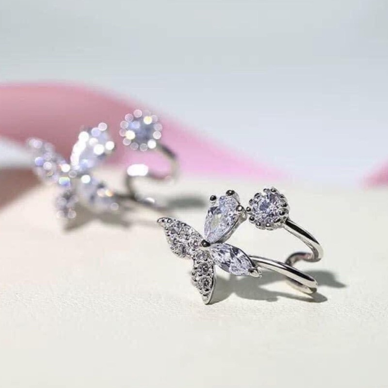 Bông tai nữ bạc ta, bông bươm bướm kiểu kẹp vành. Sang chảnh quyến rũ Mainomi Shop Bạc Xinh